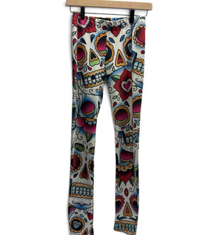 GearBunch Sugar Skull Leggings Women’s S Day of the Dead Stretch Yoga Pants Med